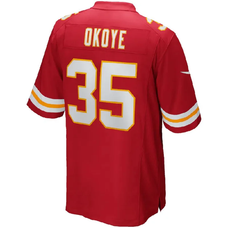 Rugby Jerseys For Fun & Leisure Activities-KC.Chiefs #35 Christian Okoye Red Game Retired Player Jersey Stitched American Football Jerseys