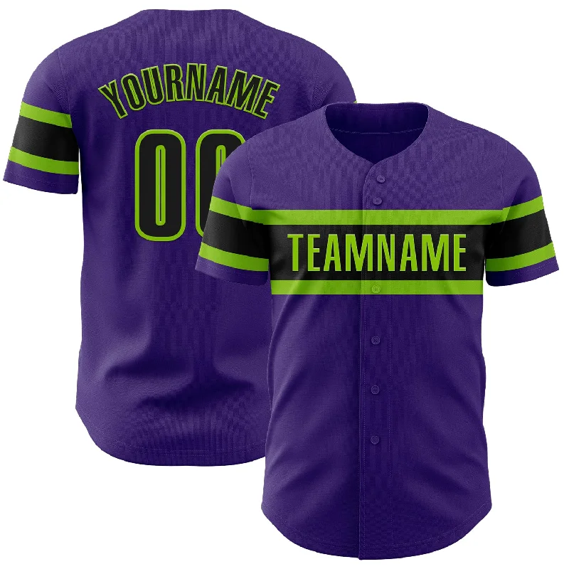 Baseball Jerseys For Tournaments & Competitions-Custom Purple Black-Neon Green Authentic Baseball Jersey