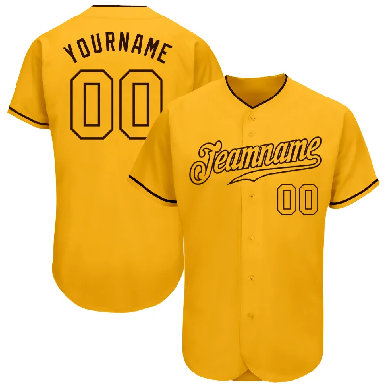 Baseball Jerseys For Team Building Events-Custom Gold Gold-Brown Authentic Baseball Jersey