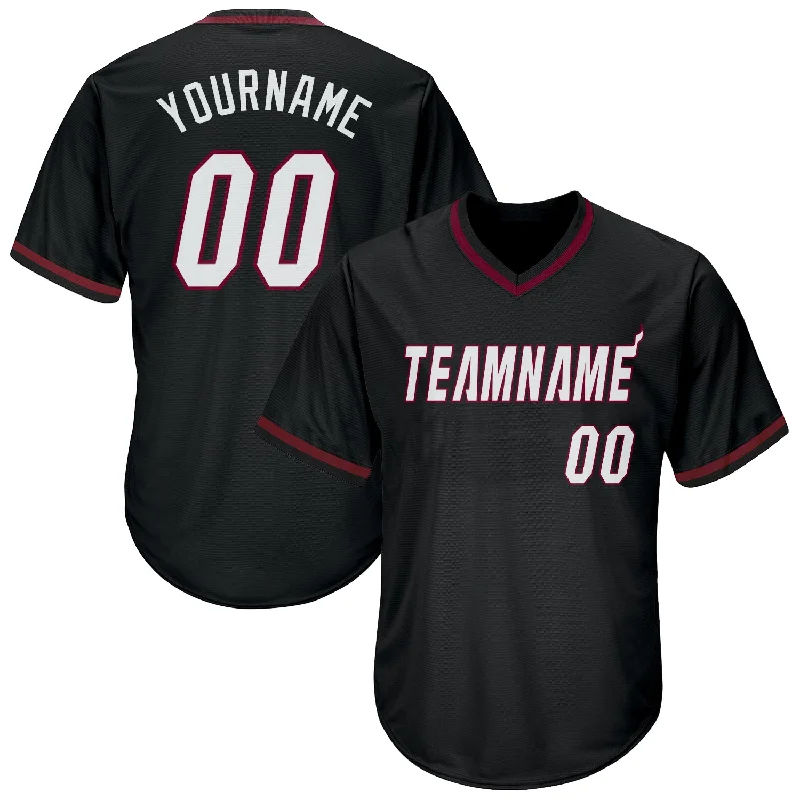 Custom Baseball Jerseys For Special Requests-Custom Black White-Maroon Authentic Throwback Rib-Knit Baseball Jersey Shirt