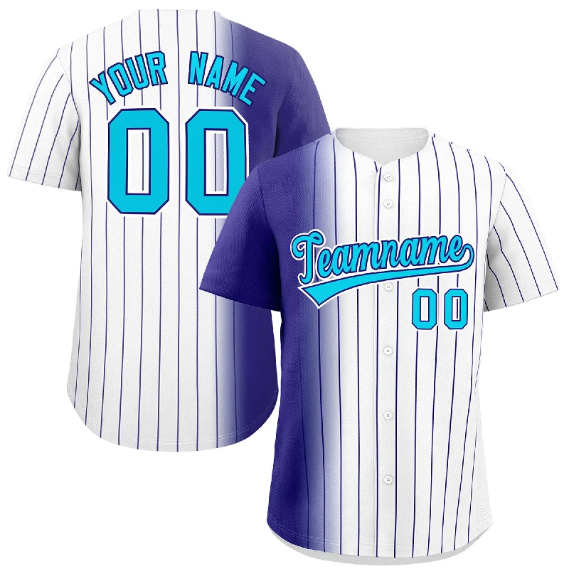 Baseball Jerseys For Family Events-Custom White Purple Pinstripe Personalized Gradient Authentic Baseball Jersey