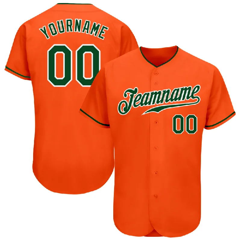 Baseball Jerseys With Custom Sleeve Designs-Custom Orange Green-White Authentic Baseball Jersey