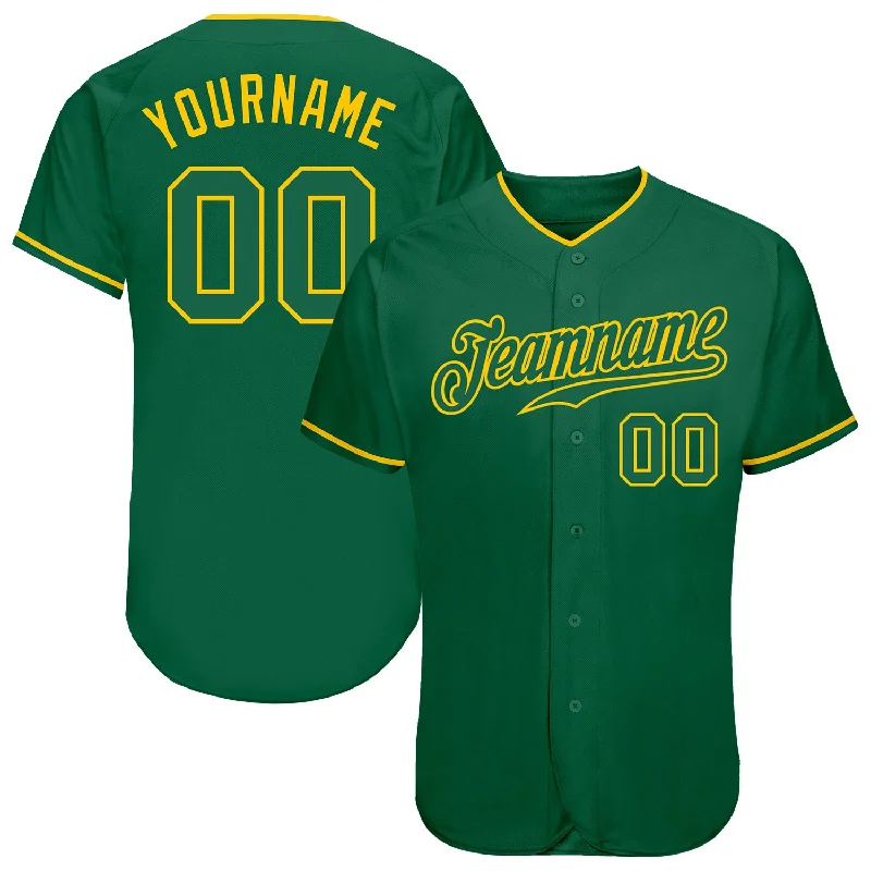 Baseball Jerseys With Custom Text-Custom Kelly Green Kelly Green-Gold Authentic Baseball Jersey