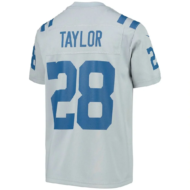 Personalized Rugby Jerseys For College Events-IN.Colts #28 Jonathan Taylor Gray Inverted Team Game Jersey Stitched American Football Jerseys