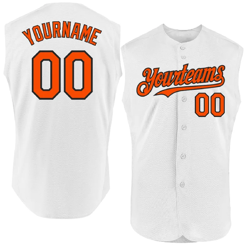 Personalized Baseball Jerseys For Local Supporters-Custom White Orange-Black Authentic Sleeveless Baseball Jersey