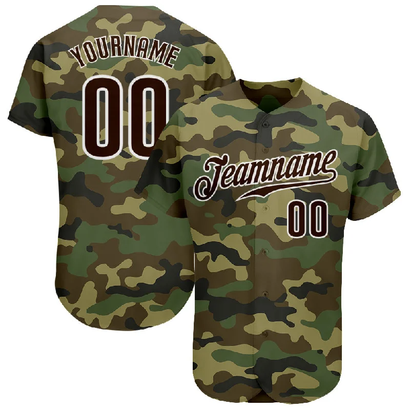 Personalized Baseball Jerseys For Fans & Players-Custom Camo Brown-White Authentic Salute To Service Baseball Jersey