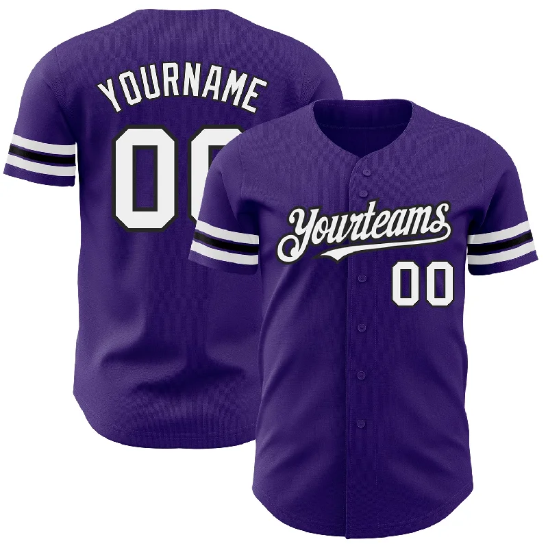 Custom Baseball Jerseys For Special Occasions-Custom Purple White-Black Authentic Baseball Jersey