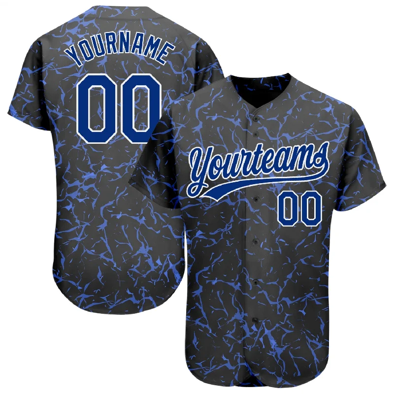 Custom Baseball Jerseys For Team Fundraisers-Custom Black Royal-White 3D Pattern Design Authentic Baseball Jersey