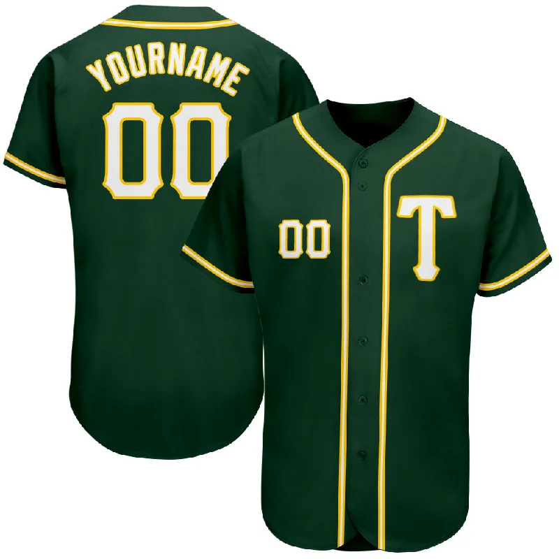 Custom Baseball Jerseys With Bold Graphics-Custom Green White-Gold Authentic Baseball Jersey