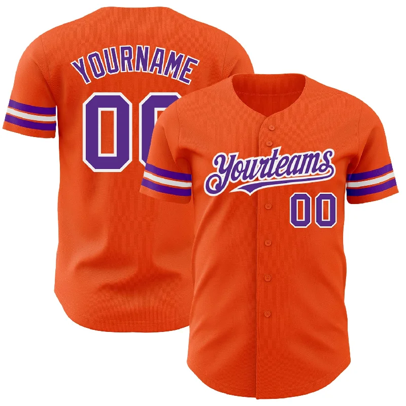 Custom Baseball Jerseys For Alumni Games-Custom Orange Purple-White Authentic Baseball Jersey