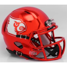 Custom Rugby Helmets For Player Recognition-Louisville Cardinals NCAA Mini Chrome Speed Football Helmet Chrome - NCAA