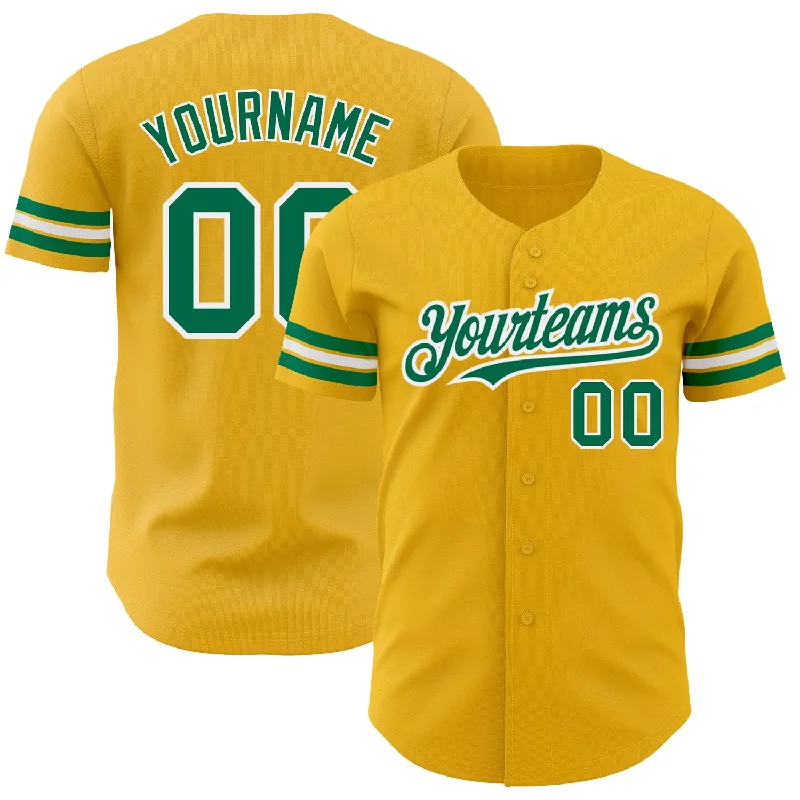 Baseball Jerseys With Custom Colors-Custom Gold Kelly Green-White Authentic Baseball Jersey