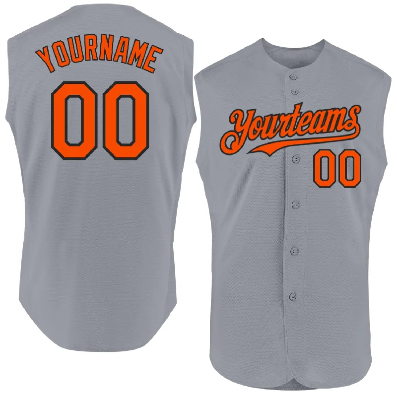 Baseball Jerseys For Professional Events-Custom Gray Orange-Black Authentic Sleeveless Baseball Jersey