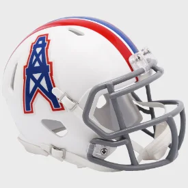 Custom Rugby Helmets For Team Traditions-Houston Oilers 1975 to 1980 Riddell Mini Speed Throwback Helmet - NFL