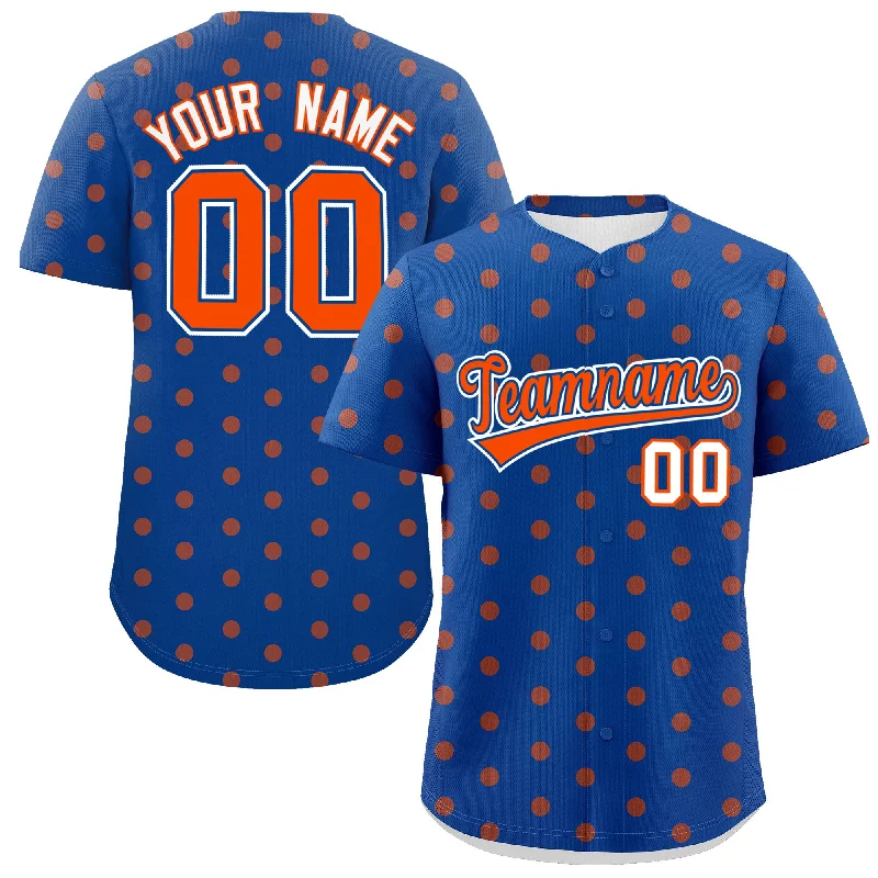 Baseball Jerseys For Community Support Events-Custom Royal Orange Personalized Polka Dot Graffiti Pattern Authentic Baseball Jersey