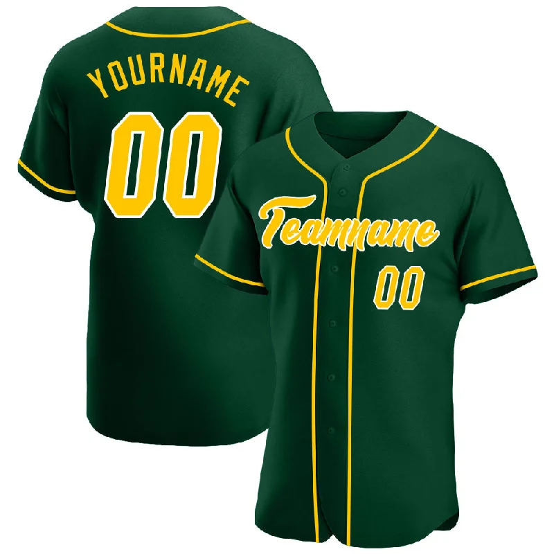 Personalized Baseball Jerseys For Special Celebrations-Custom Green Gold-White Authentic Baseball Jersey