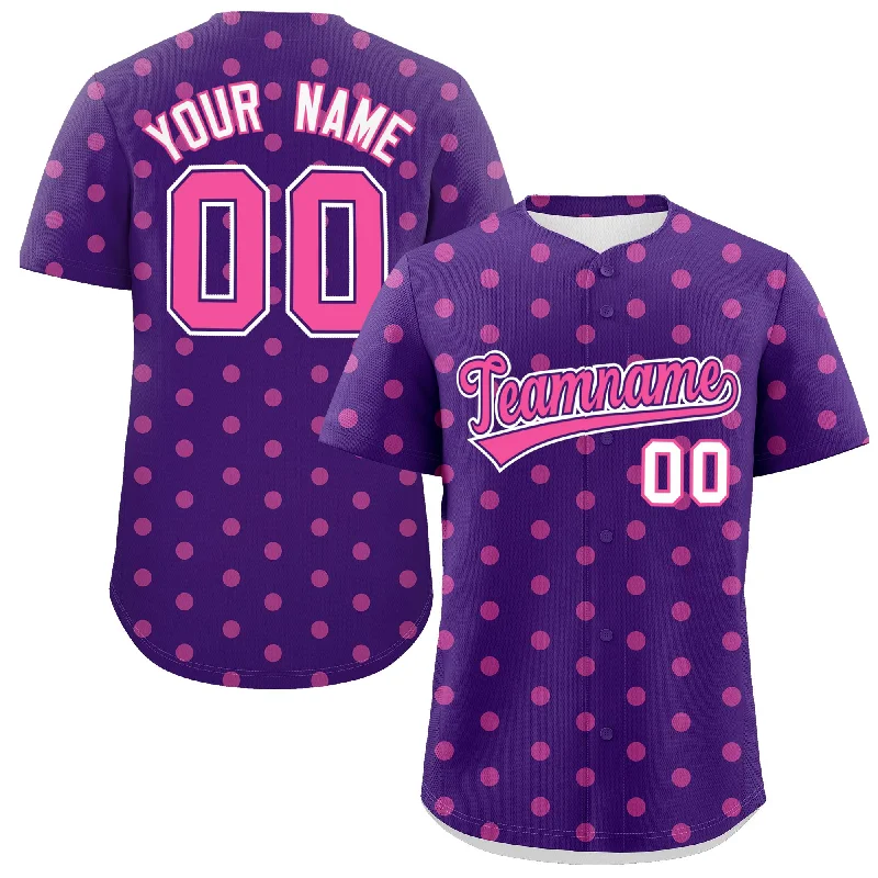 Custom Baseball Jerseys For Official League Apparel-Custom Purple Pink Personalized Polka Dot Graffiti Pattern Authentic Baseball Jersey