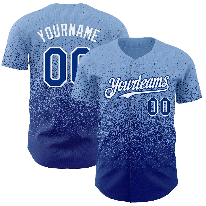 Baseball Jerseys For Community Support Events-Custom Light Blue Royal-White Authentic Fade Fashion Baseball Jersey