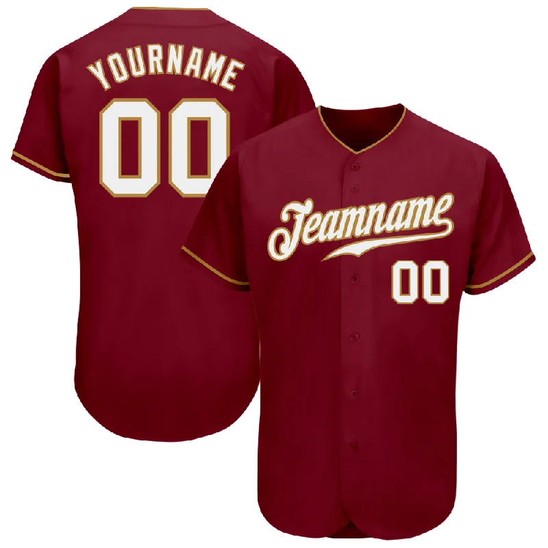 Baseball Jerseys For Charity Fundraisers-Custom Crimson White-Old Gold Authentic Baseball Jersey