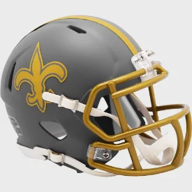 Rugby Helmets For International Tournaments-New Orleans Saints NFL Mini Speed Football Helmet SLATE NFL