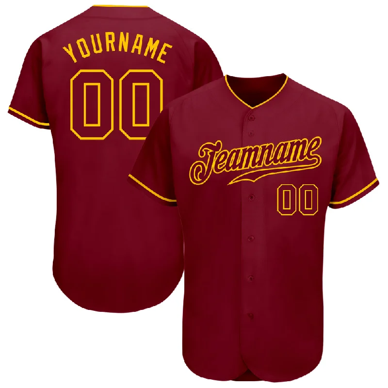 Personalized Baseball Jerseys For Alumni Teams-Custom Crimson Crimson-Gold Authentic Baseball Jersey