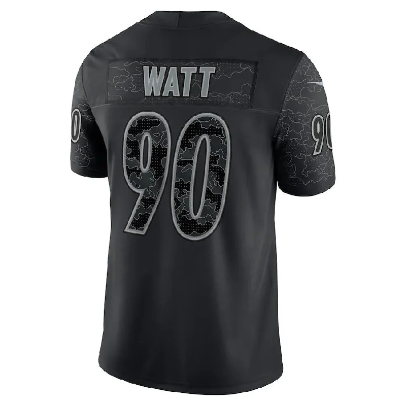 Personalized Rugby Jerseys For Group Custom Orders-P.Steelers #90 T.J. Watt Black RFLCTV Limited Jersey Stitched American Football Jerseys