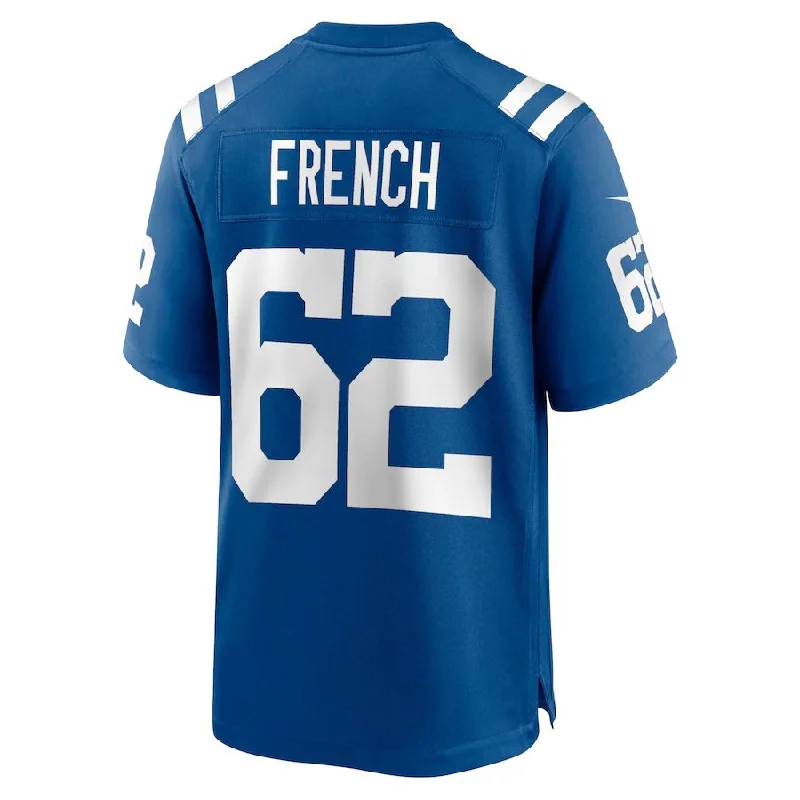 Personalized Rugby Jerseys For Schools-IN.Colts #62 Wesley French Royal Game Player Jersey Stitched American Football Jerseys