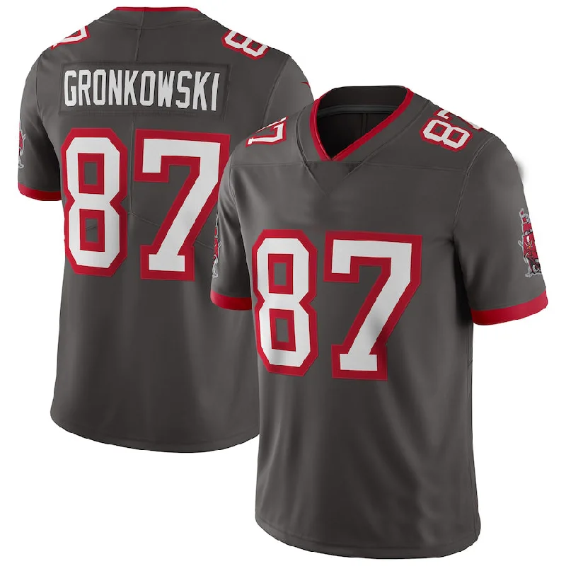 Rugby Jerseys With Custom Designs & Patterns-TB.Buccaneers #87 Rob Gronkowski Pewter Alternate Vapor Limited Jersey Stitched American Football Jerseys