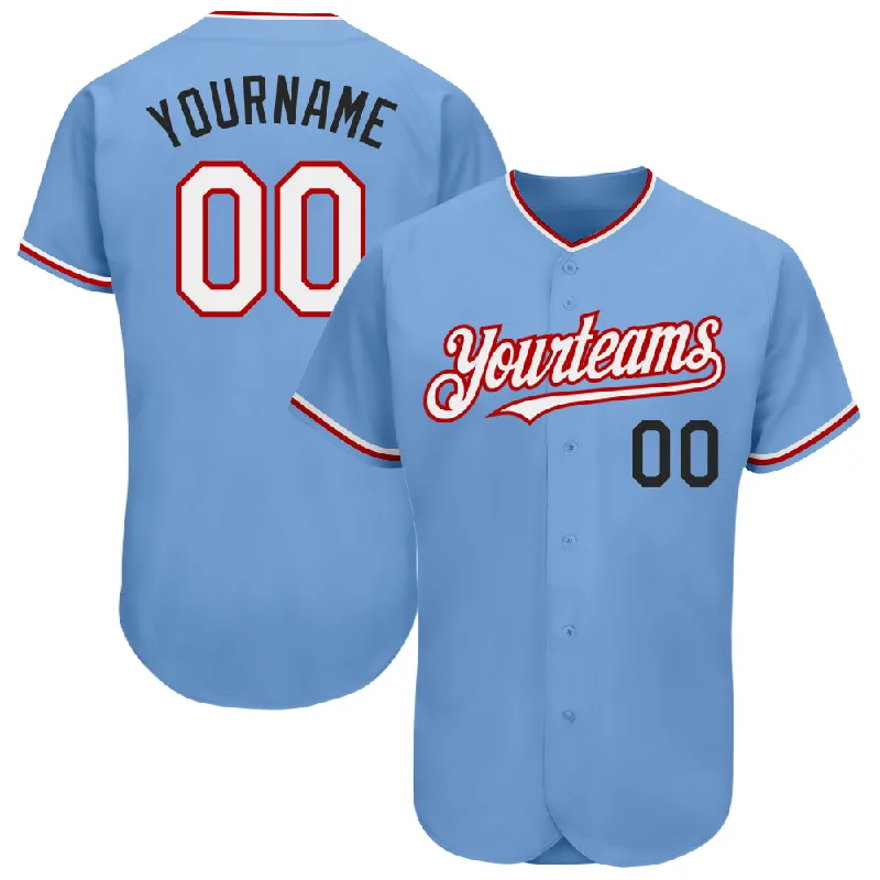 Custom Baseball Jerseys For Limited-Time Offers-Custom Light Blue Red-Black Authentic Baseball Jersey