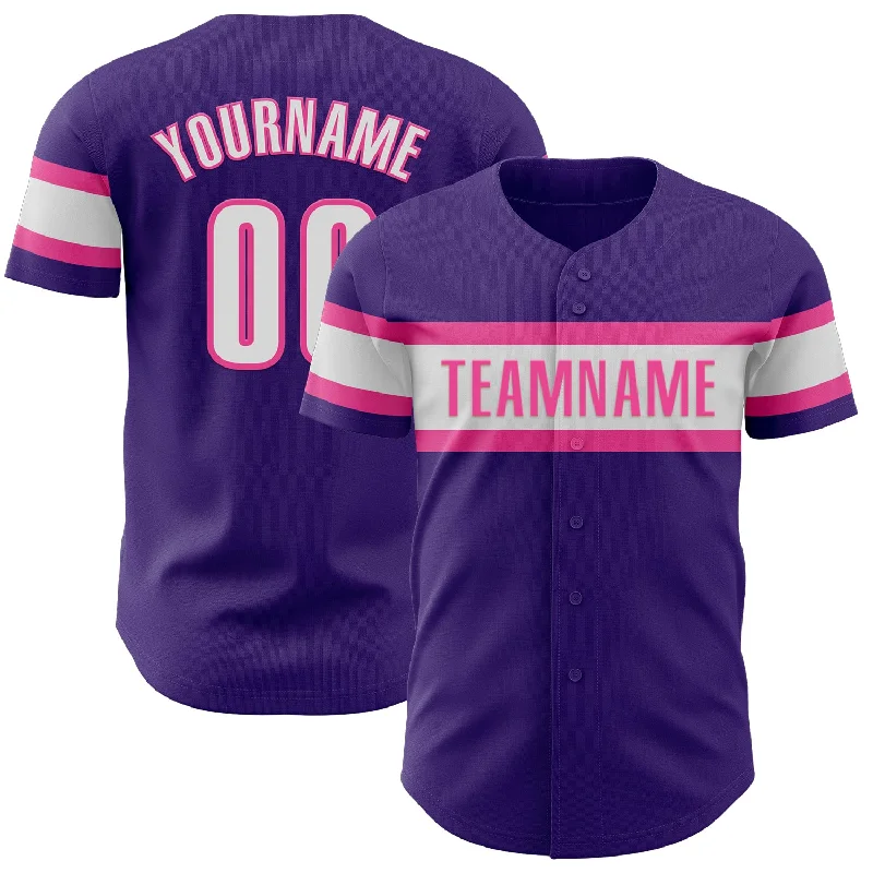 Baseball Jerseys For Youth Teams & Leagues-Custom Purple White-Pink Authentic Baseball Jersey