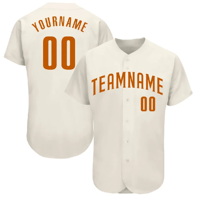 Custom Baseball Jerseys For Fundraising Events-Custom Cream Texas Orange Authentic Baseball Jersey