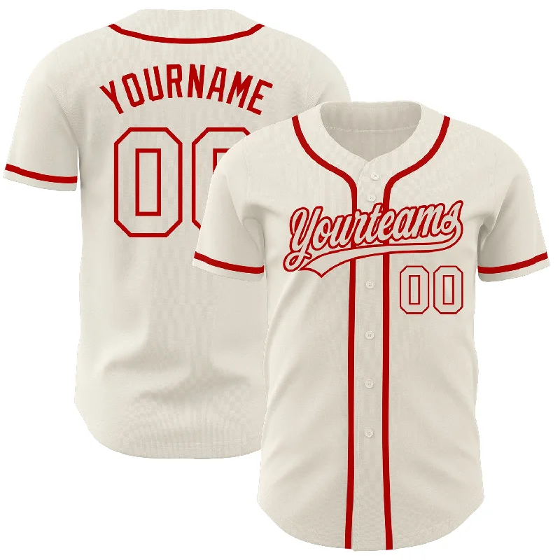 Personalized Baseball Jerseys For Fan Customization-Custom Cream Cream-Red Authentic Baseball Jersey