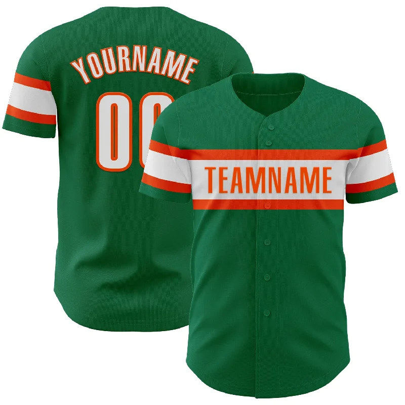 Personalized Baseball Jerseys For Special Matches-Custom Kelly Green White-Orange Authentic Baseball Jersey