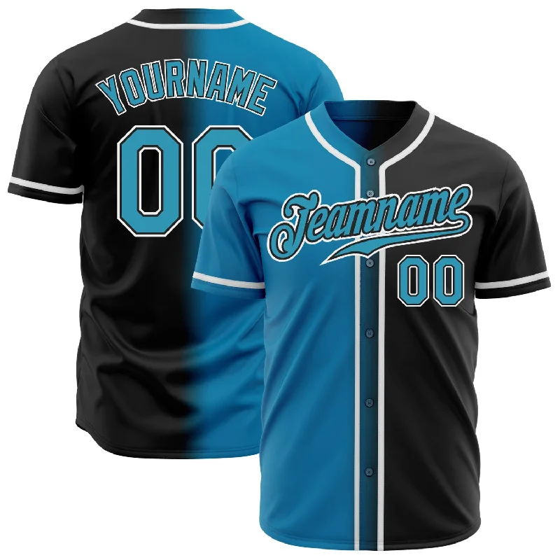 Personalized Baseball Jerseys For Custom Designs-Custom Black Panther Blue-White Authentic Gradient Fashion Baseball Jersey