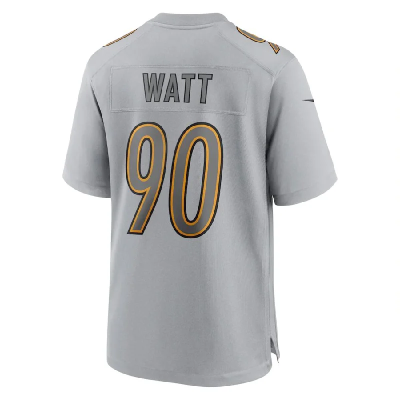 Personalized Rugby Jerseys For Fundraiser Auctions-P.Steelers #90 T.J. Watt Gray Atmosphere Fashion Game Jersey Stitched American Football Jerseys